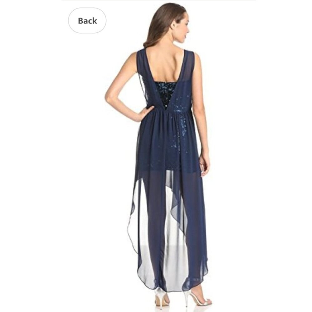 BCBGMAXAZRIA Women's Katrine Sequin and Chiffon Asymetrical Evening Gown - Picture 3 of 6